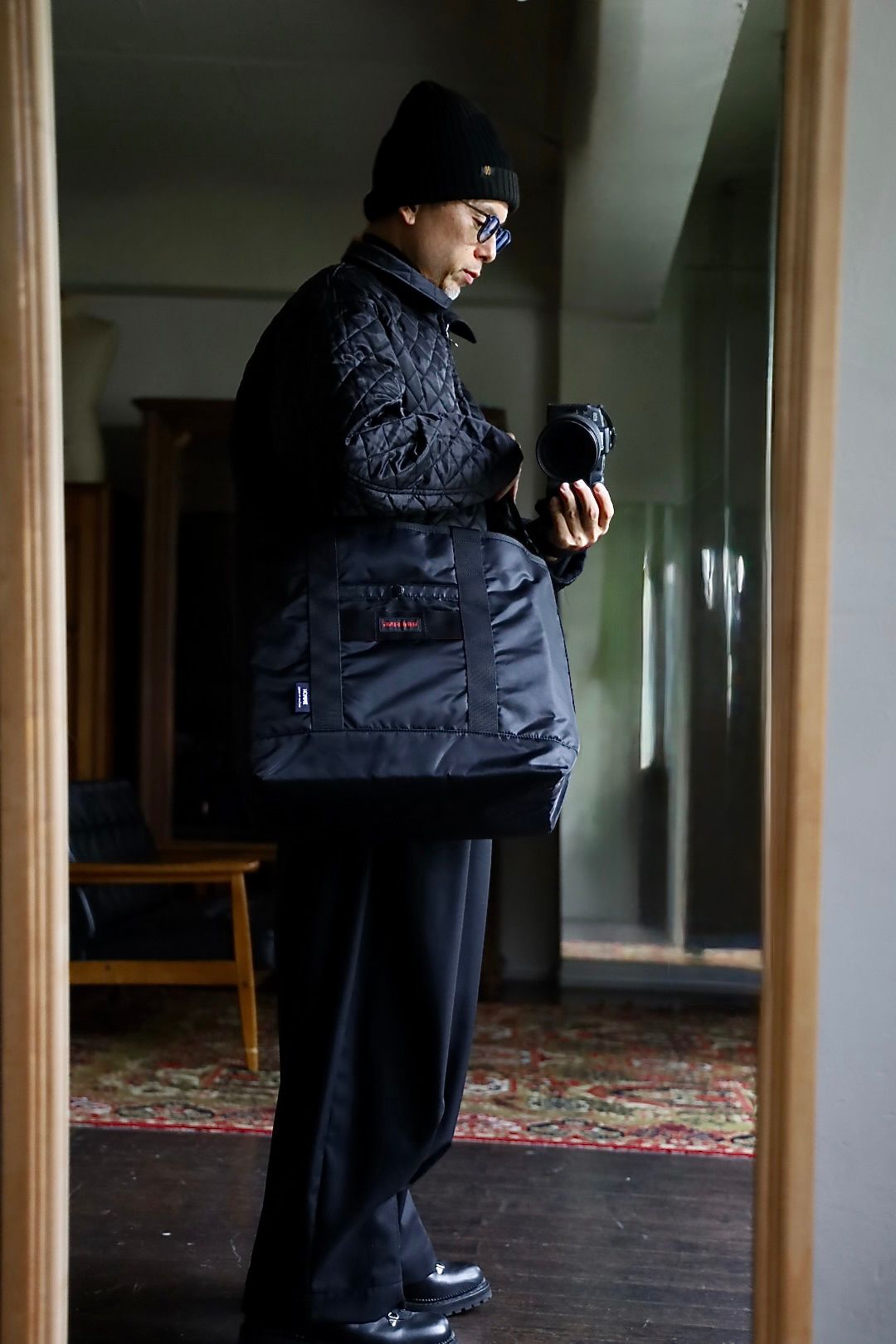 コムデギャルソンオム バッグ BRIEFING W-NAME REVERSIBLE BAG(HR-K208-051)BLACK×KHAKI