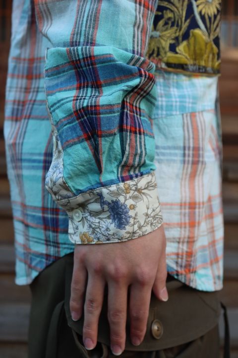 KHOKI Washi knit cardigan(22SS-K-03),Madras check shirt(22SS-B-03) style. 2022.02.21.