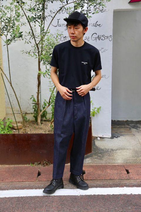 COMME des GARCONS HOMME 綿天竺ロゴプリントTシャツ"BLACK"Style.2020.8.10.