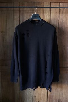 ヨウジヤマモト24SS 7G1P HOLE DESIGN DAMAGED LONG SLEEVE(HS-K16-094-2)BLACK