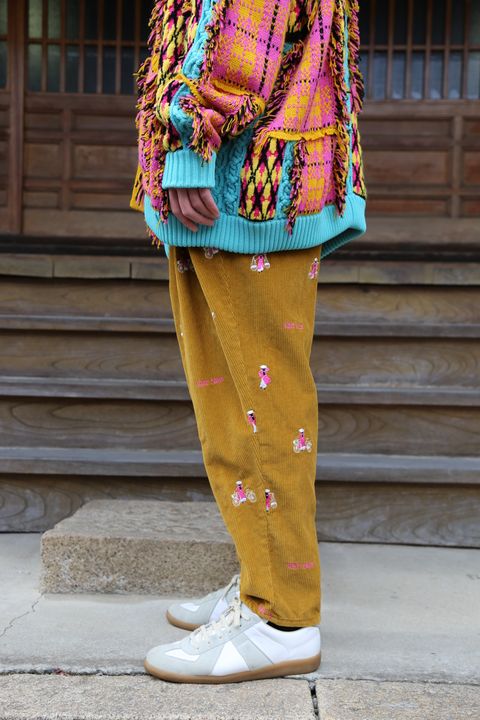 KIDILL 2020A/W 新作Chaotic Argyle Tartan Cardigan"Yellow×Pink" style.2020.11.23.