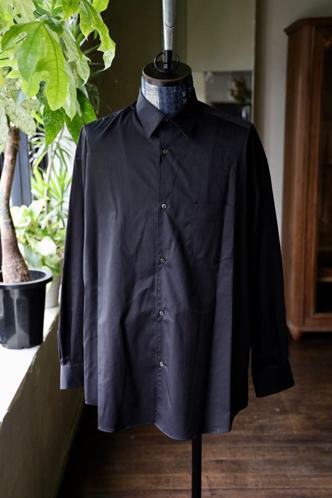 グラフペーパー25AW Silicon Poplin Oversized Regular Collar Shirt (GM253-50180)BLACK