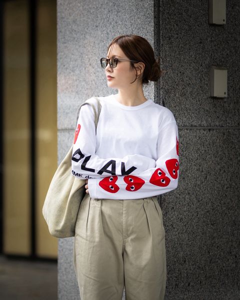 PLAY COMME des GARCONS スリーブロゴロングスリーブTシャツstyle.2026.6.6