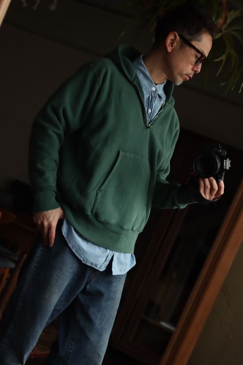 A.PRESSE アプレッセ24SS Vintage Half Zip Sweat Hoodieスタイル