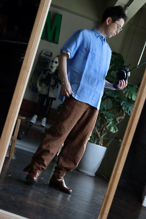COMME des GARCONS HOMME キュプラストライプMIX S/Sシャツスタイル.2022.4.24.