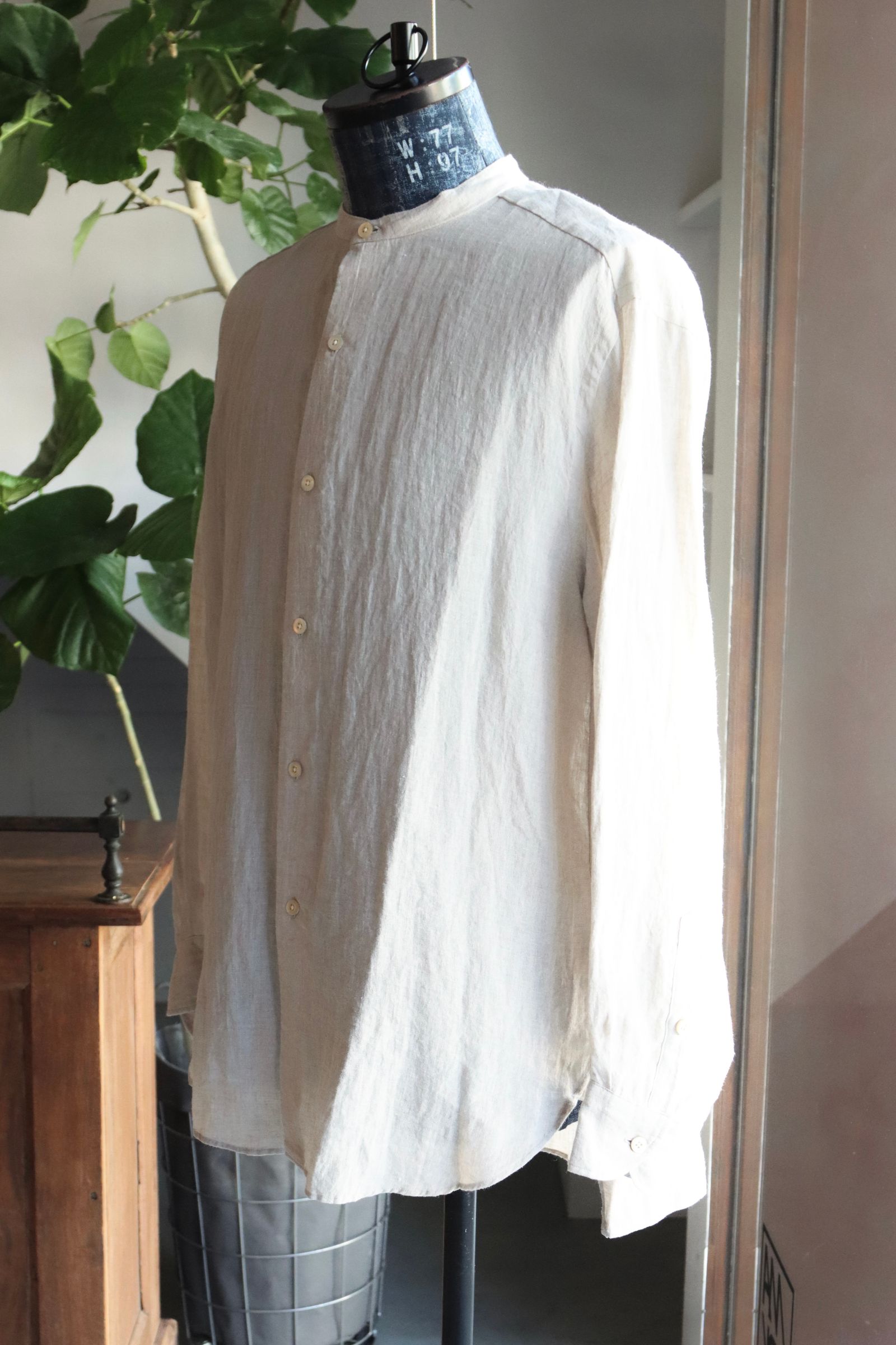 blurhms 25FW Linen Band-collar Shirt(BHS25F021)natural