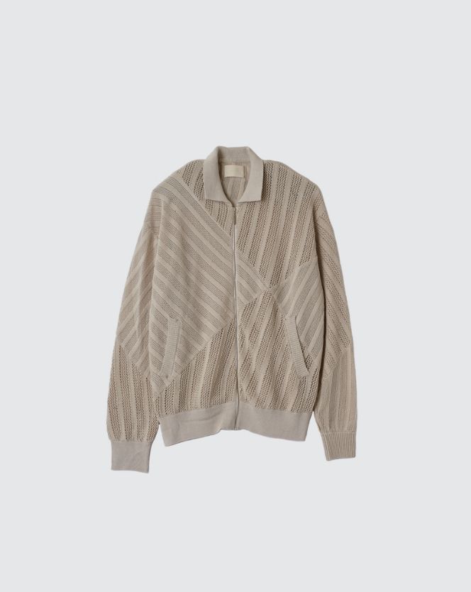 YOKE 24SS コットンメッシュストライプジップアップカーディガン YOKE - ヨーク24SS COTTON MESH STRIPE ZIP-UP CARDIGAN