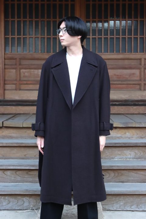 YOKE DOUBLE BREAST OVERCOAT"BLACK style"