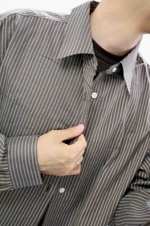 FreshService 26SS CHRAFTeX® L/S STRIPE SHIRT"BROWN STRIPE"スタイル