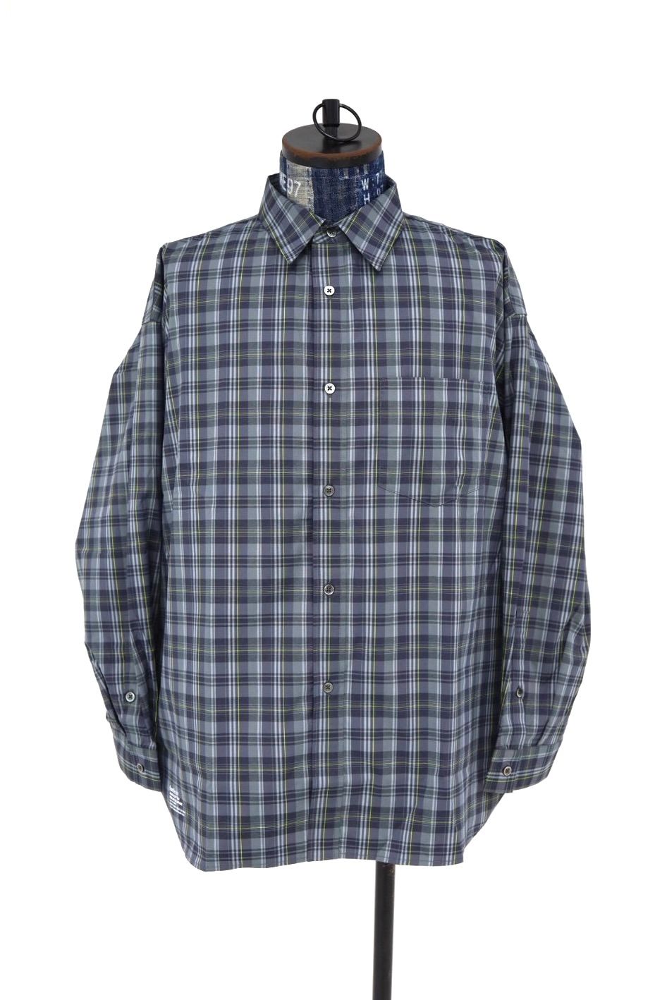 フレッシュサービス MADRAS DRY TECH REGULAR COLLAR SHIRT (FSC261-50251)GRAY