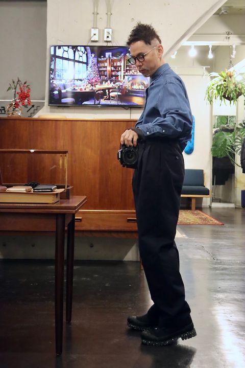 A.PRESSE 24SS Type.1 Silk Blend Chino Trousers"NAVY"スタイル