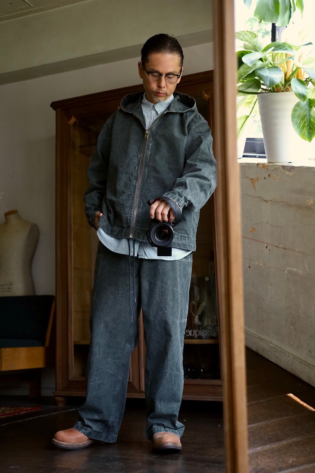 A.PRESSE 2025 STYLE2 Vintage US Navy Zip Hoodie"OLIVE"スタイル2025.6.28.