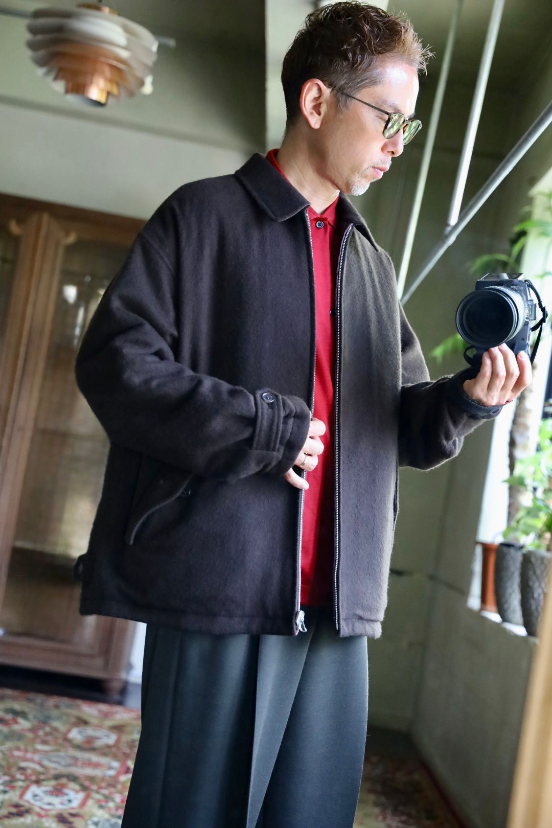 COMME des GARCONS HOMME 26FW ウールライトリバーシブルキルティングジャケット"BROWN"スタイル