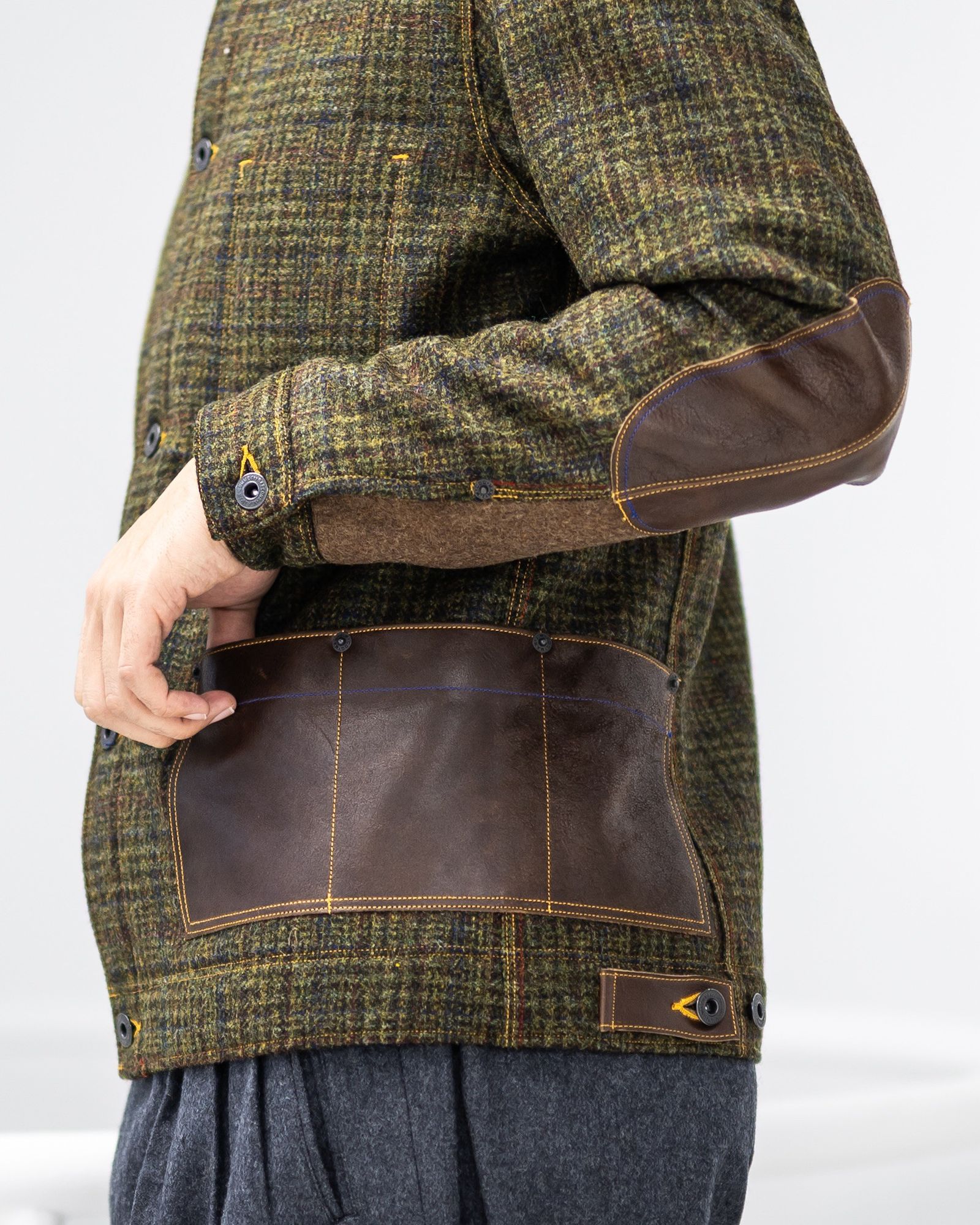 ジュンヤワタナベマン 25AW ウールチェックツイード綿ダッグレザージャケット(WP-J033-051)☆11月1日(土)発売！