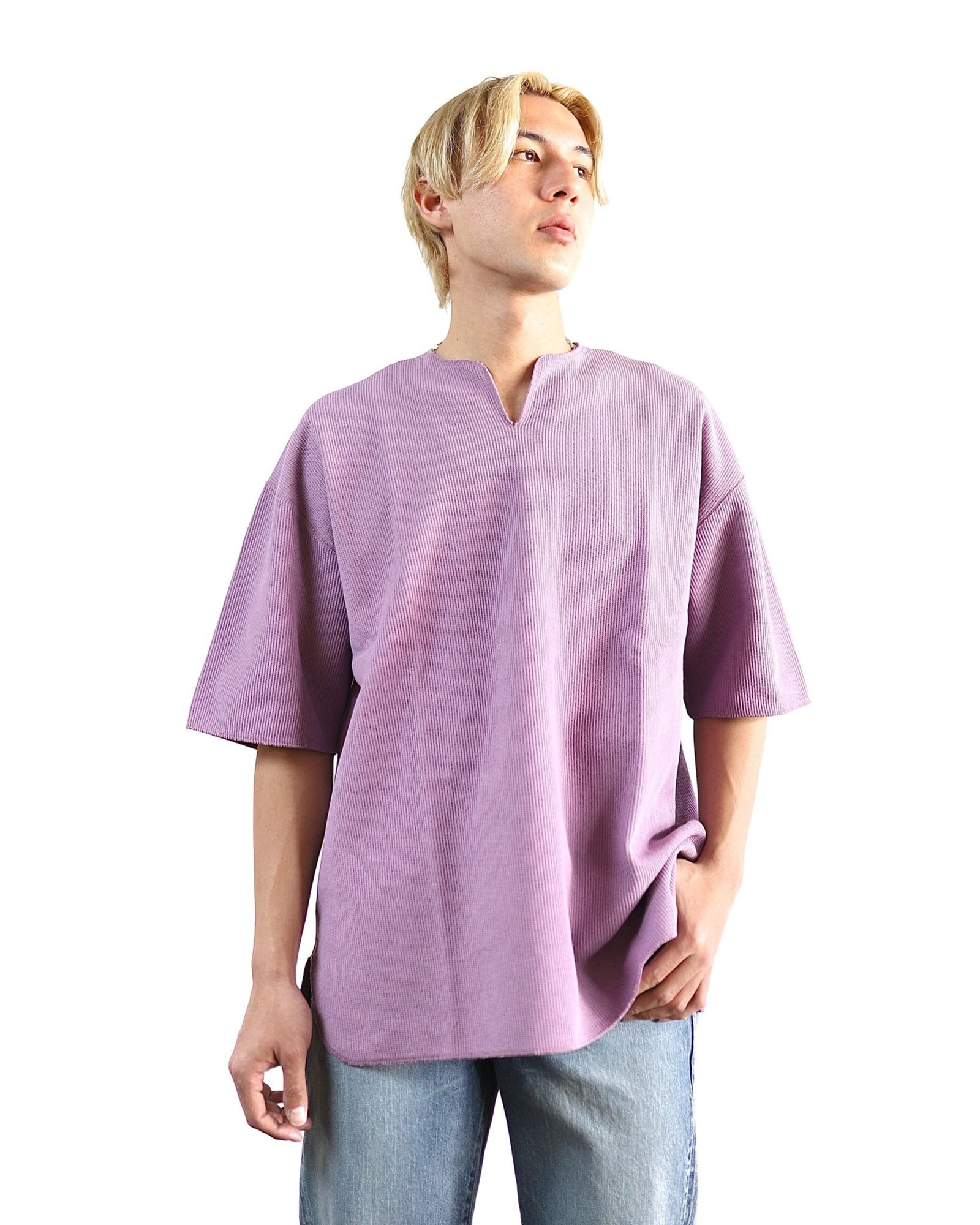 ブラームスルーツストック24SS Rough&Smooth Thermal Over-neck(PurpleGrey) style 2024.3.21