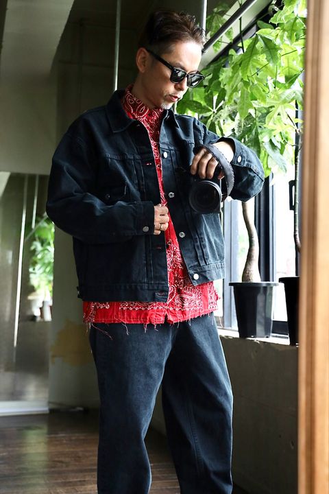 A.PRESSE アプレッセ 2025 STYLE2 Black Denim Jacketスタイル.2025.9.14.