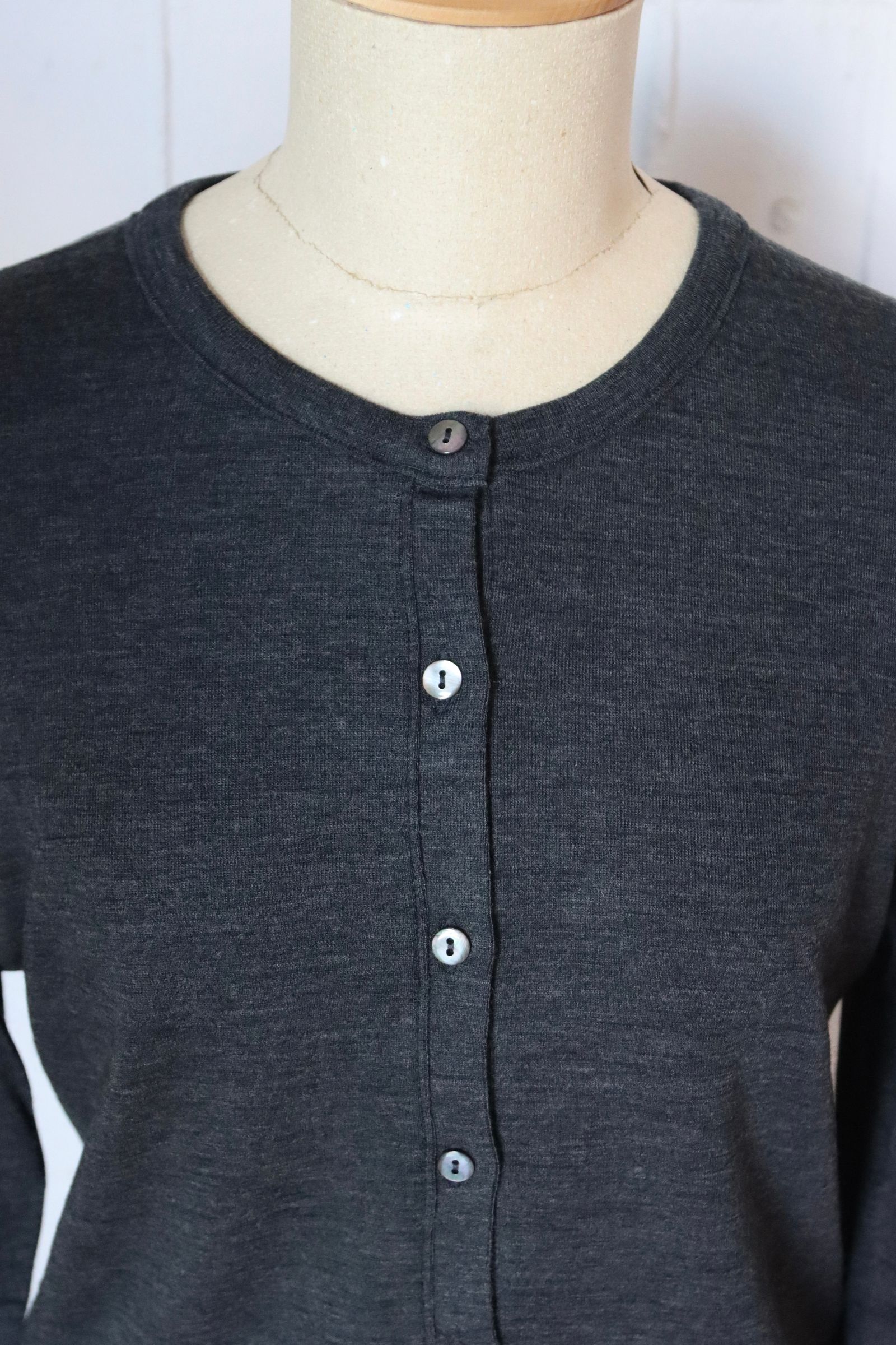 blurhms Womens 25FW Wool Rib Cardigan(BHSW24F13F25)HeatherCharcoal☆7月25日(金)新作発売！