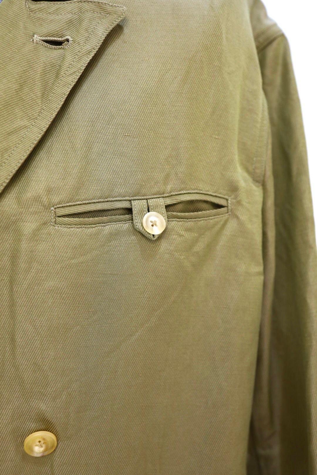 YOKE 26SS Linen Silk Kersey Double Breasted Blezer(YK26SS01207J)KHAKI