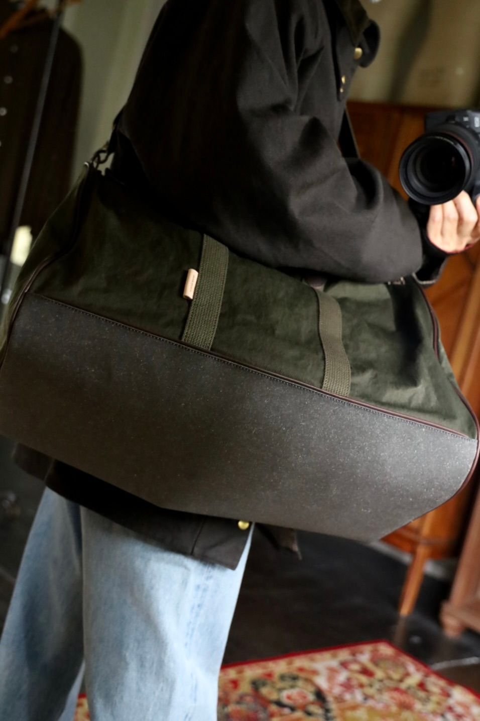 Hender Scheme boston luggage"khaki green"スタイル