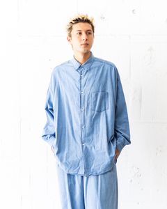 グラフペーパー SIDOGRAS Indigo Poplin L/S Oversized Regular Collar Shirt(GM252-50045)LIGHT FADE☆8月2日(土)発売！