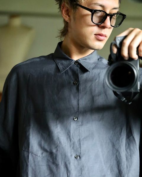 Graphpaper Linen L/S Oversized Regular Collar Shirt PICKUP STYLE !