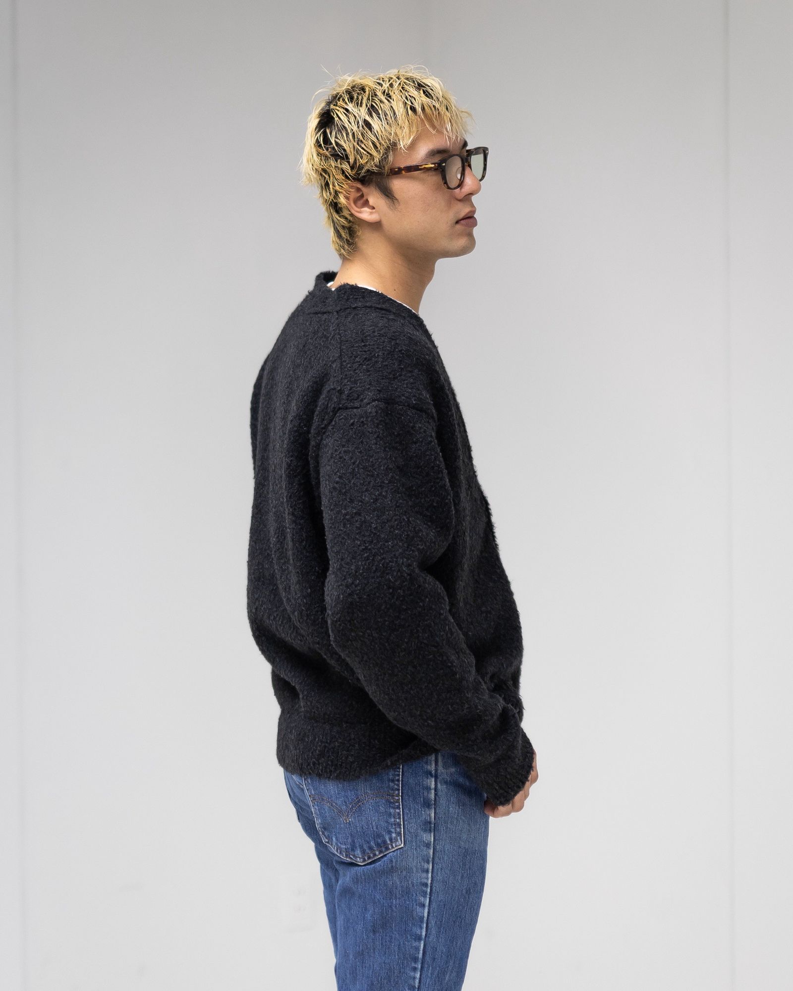 A.PRESSE Cashmere Mole Yarn Cardigan MARKスタイル