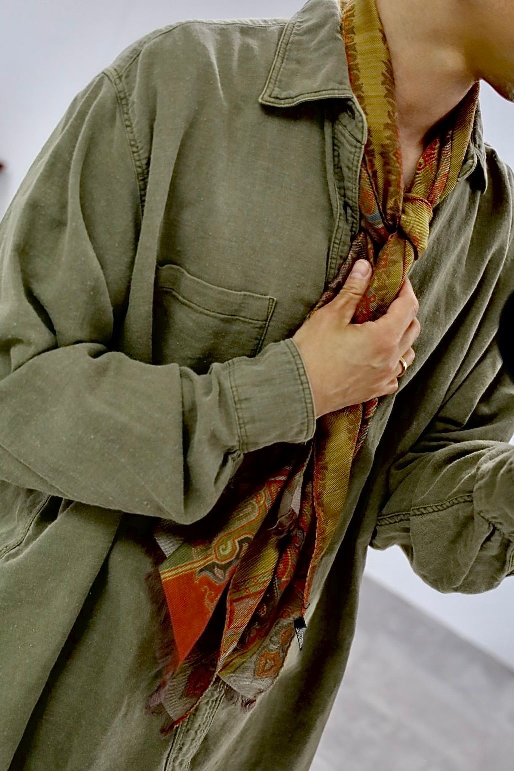 A.PRESSE 2026 STYLE2 Vintage Cotton Moleskin Shirts"KHAKI"スタイル