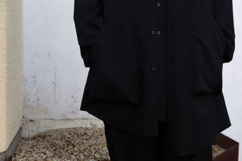 sulvam2020AW 新作Gabardine classic shirt"BLK" style.2020.9.21.