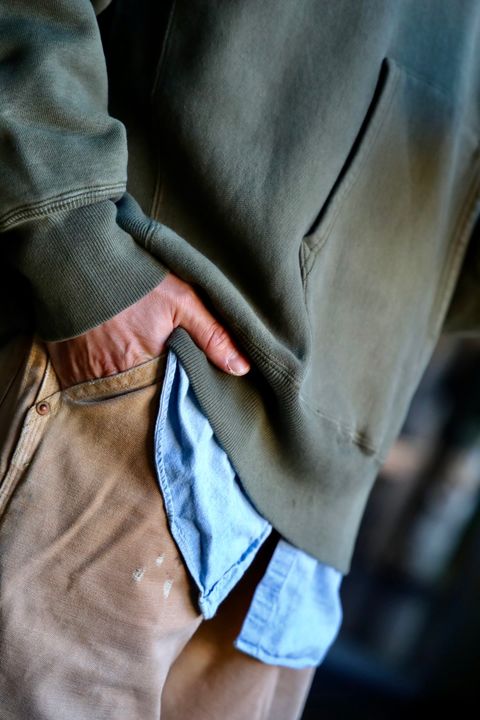 A.PRESSE Vintage Half Zip Sweat Hoodie"OLIVE"スタイル2025.1.25.