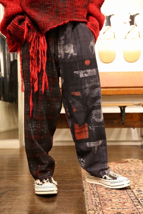 Yohji Yamamoto W-総柄中太パンツstyle.2020.10.6.