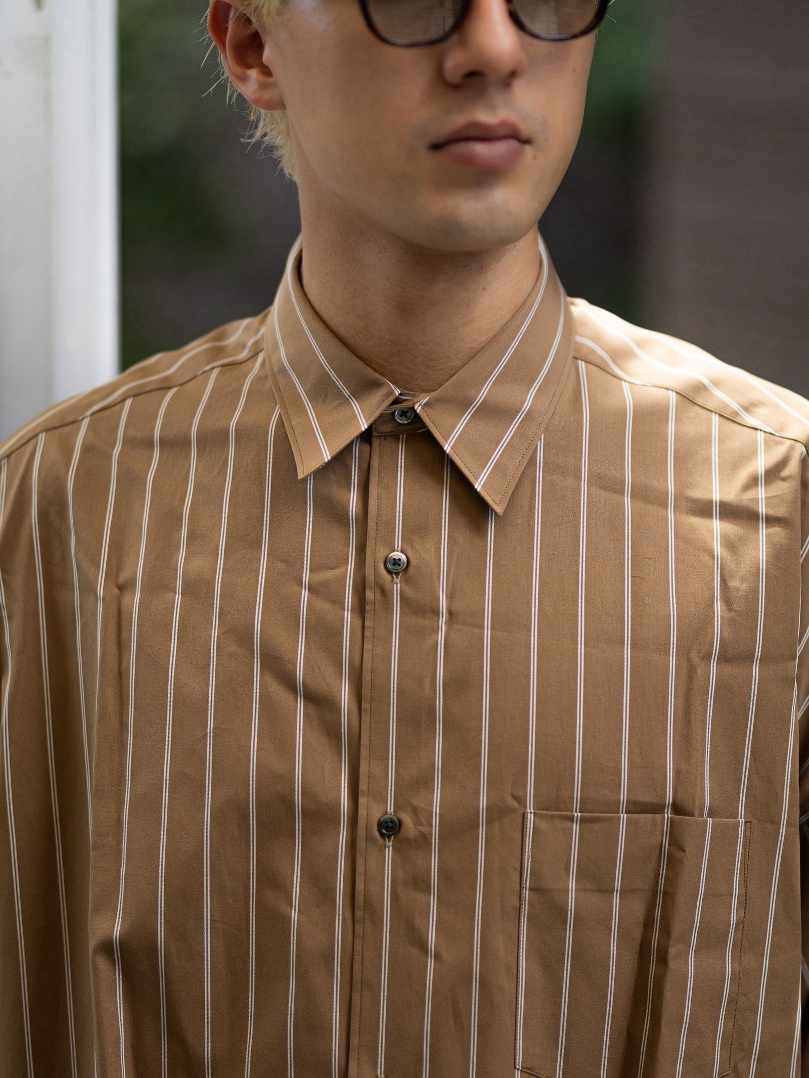 Graphpaper SIDOGRAS Brown Stripe L/S Oversized Regular Collar Shirt 8月8日(土)新作発売！