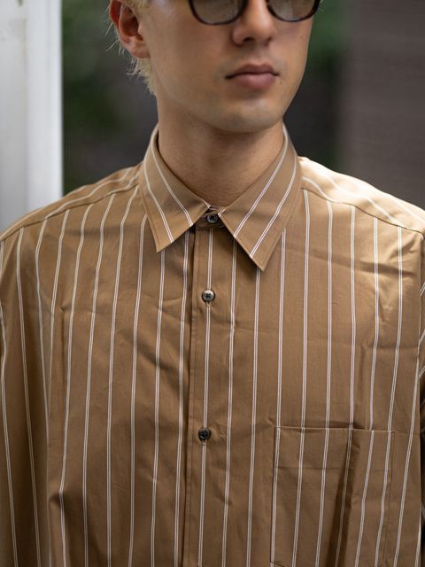 Graphpaper SIDOGRAS Brown Stripe L/S Oversized Regular Collar Shirt 8月8日(土)新作発売！