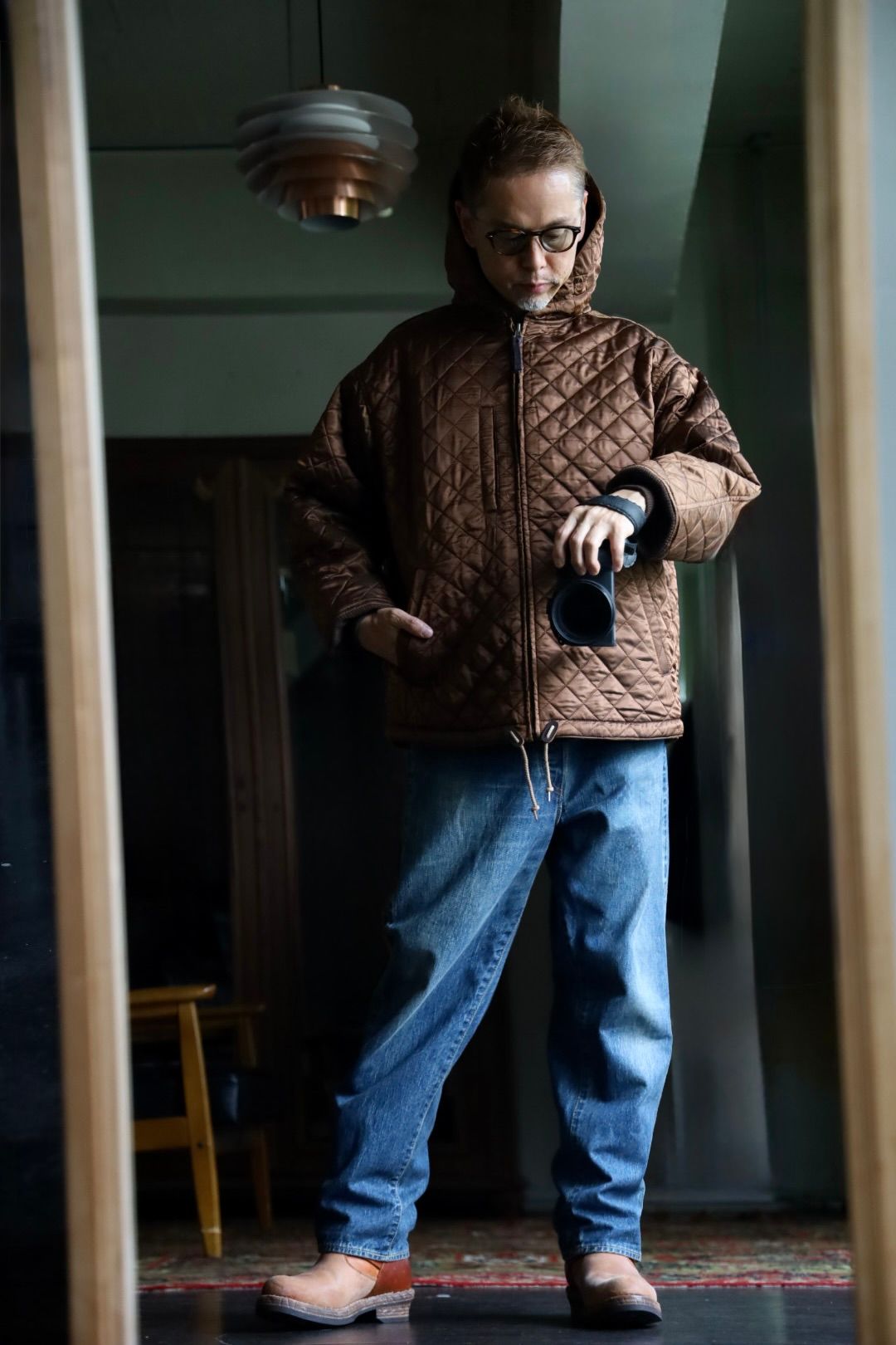 COMME des GARCONS HOMME 26FW リバーシブルキルティングフーデッドパーカスタイル