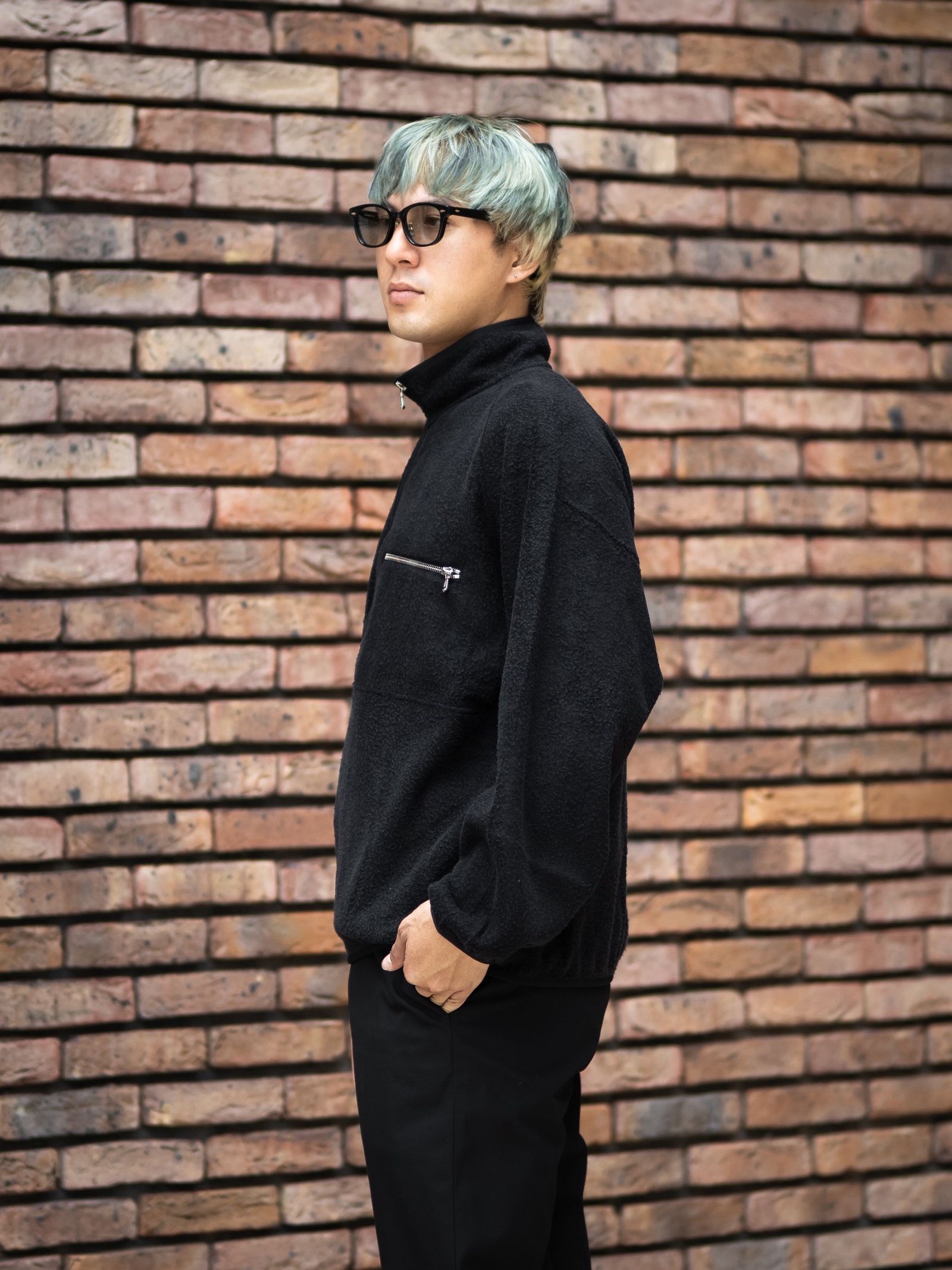 A.PRESSE Vintage Silk Fleece Harf ZIP Jacket MARK STYLE
