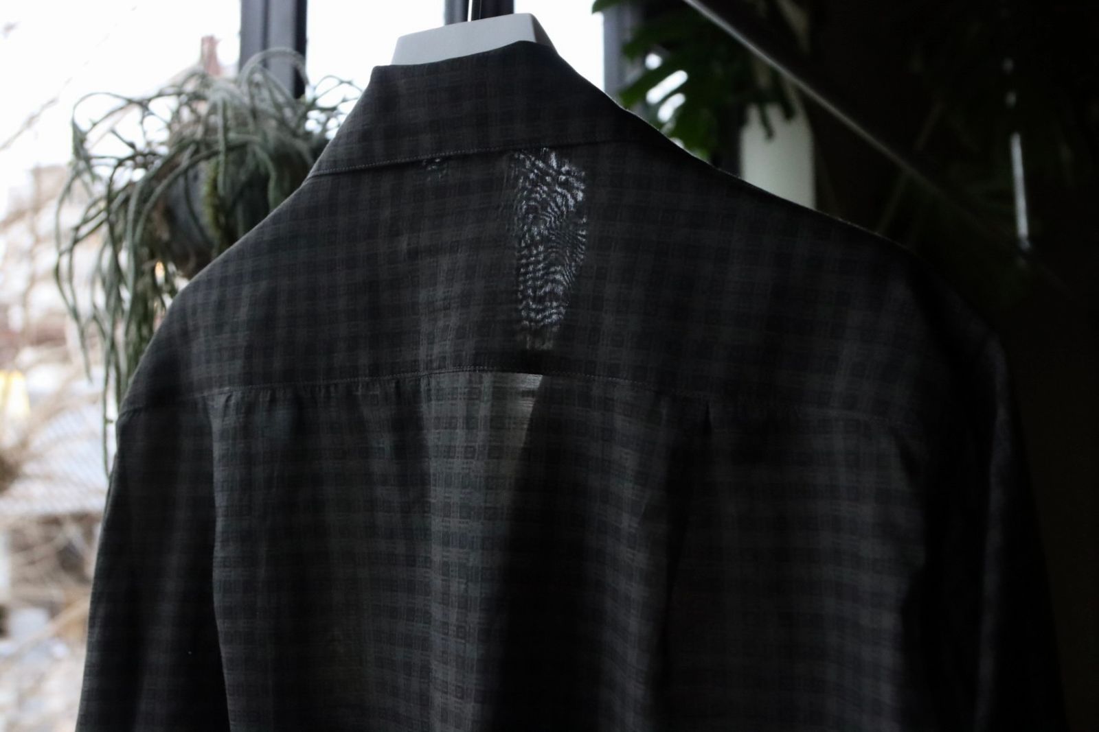 ヨーク24SS PIXEL LOW PLAID OPEN COLLAR SHIRT(YK24SS0654SH)CHARCOAL