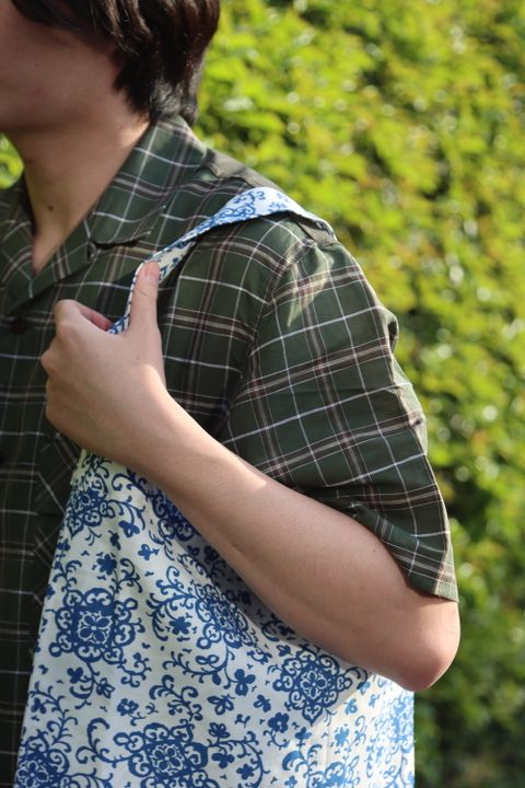 COMME des GARCONS HOMME リネン綿チェック x 綿タイプライター S/S オープンカラーシャツ style.2022.5.6