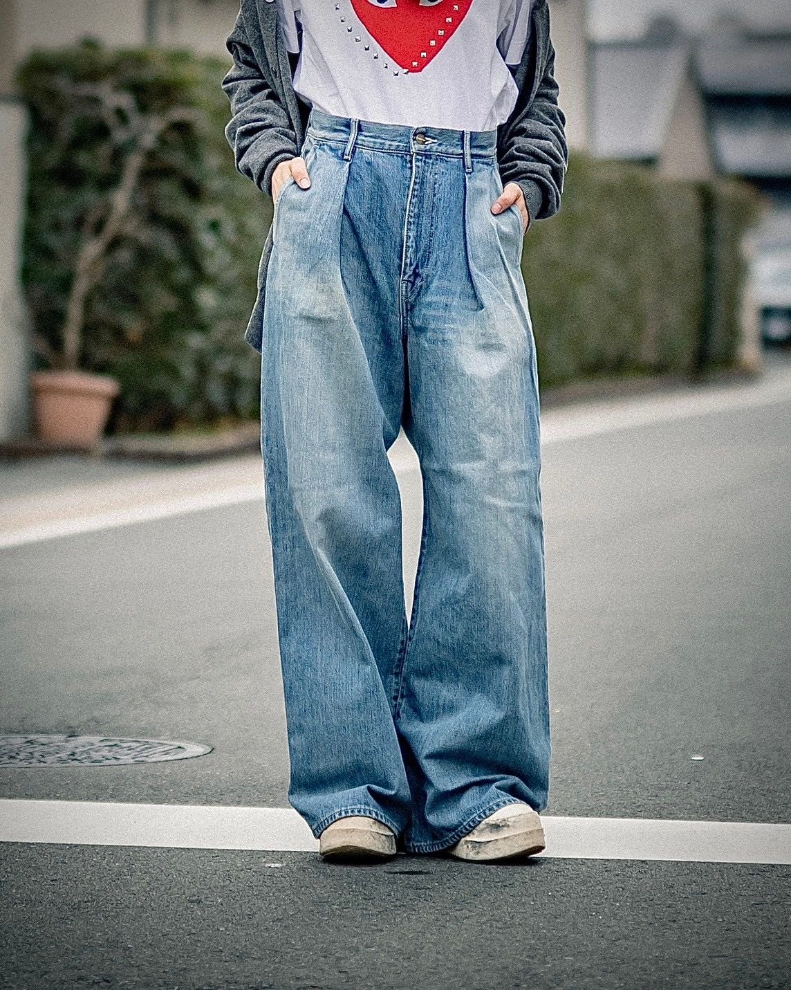 Graphpaper 25SS 新作Selvage Denim Two Tuck Wide Pants style Graphpaper 25SS 新作Selvage Denim Two Tuck Wide Pants style