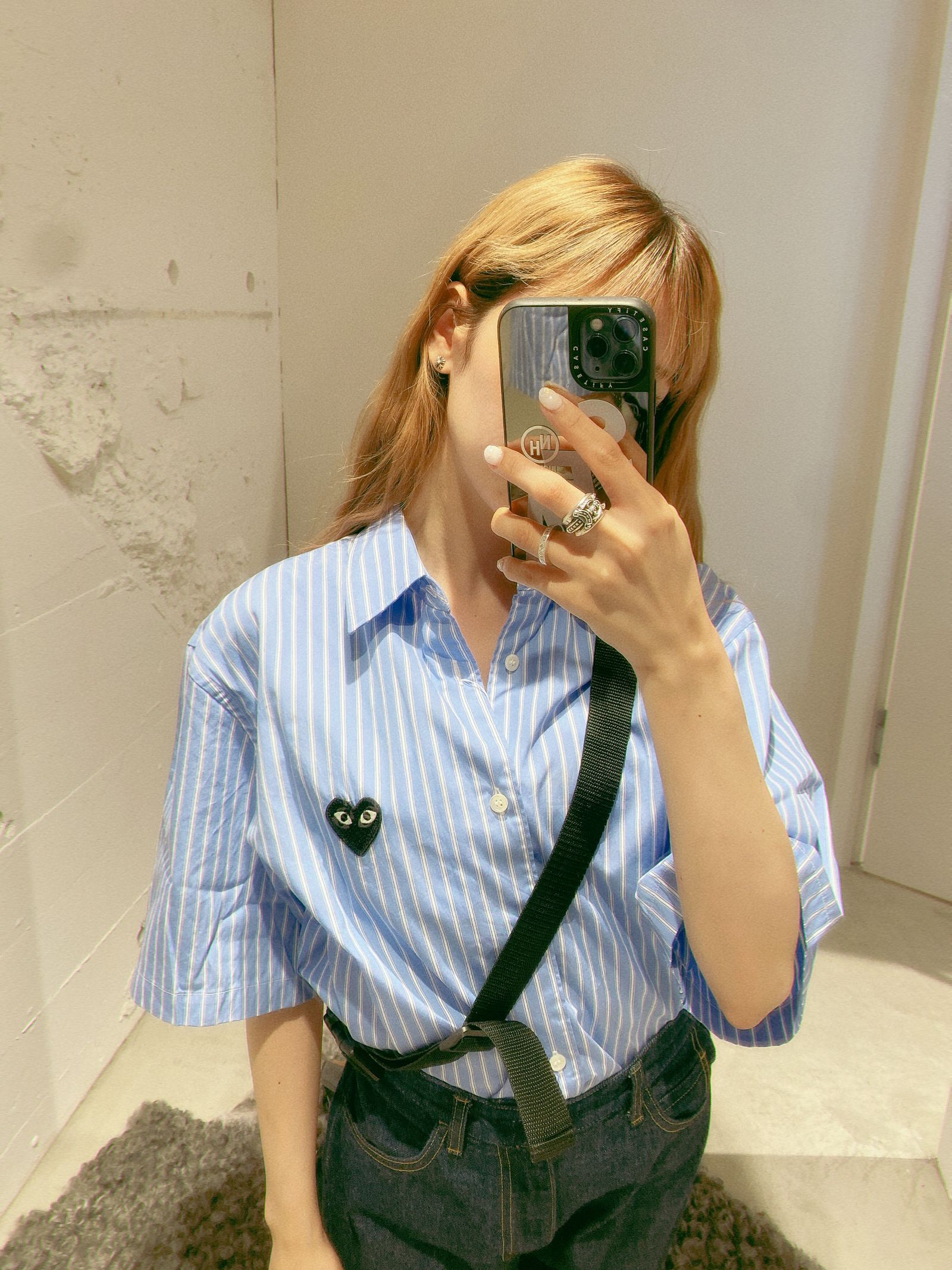【即完売モデル】 PLAY COMME DES GARÇONSストライプシャツ Comme Des Garçons Play ストライプ ロゴ シャツ 通販 - FARFETCH