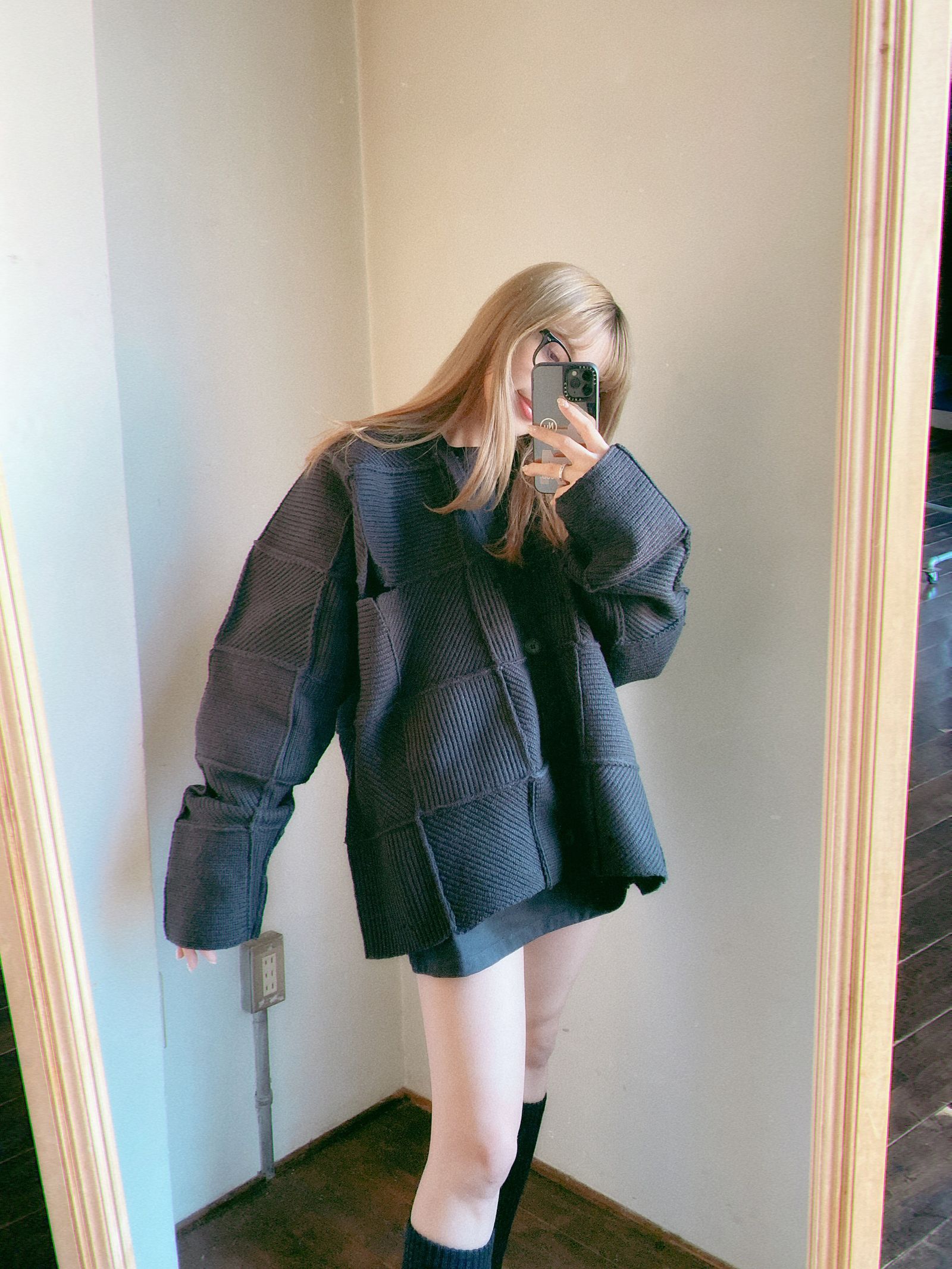 YOKE 24SS PATCHWORK RIB BUTTONED CARDIGAN style.2023.12.23