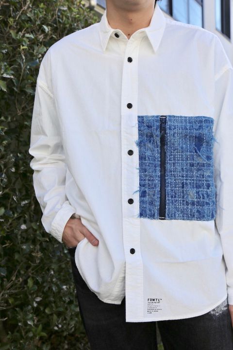 FDMTL  BORO ZIP POCKET SHIRT RINSE "WHITE"Style.2020.11.10.