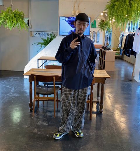 Graphpaper Broad L/S Oversized Regular Collar Shirt"NAVY"Style.2020.7.29.