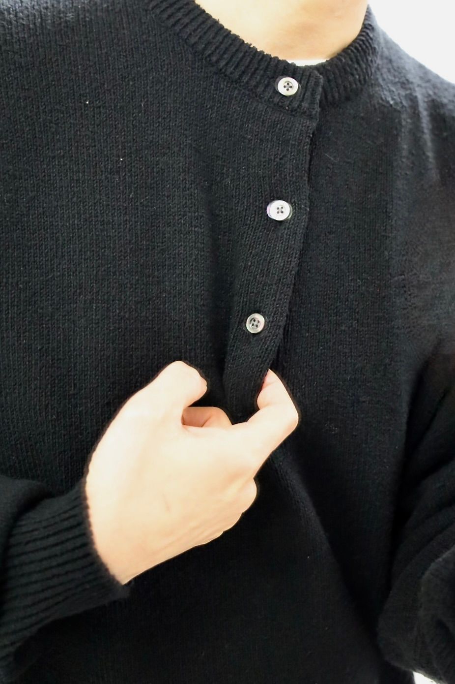 A.PRESSE 2026 STYLE1 Washed Silk Nep Henry Neck Sweater"BLACK"スタイル