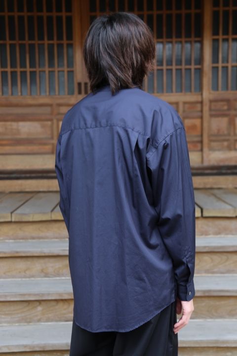 Graphpaper Broad L/S Oversized Regular Collar Shirt(GM203-50110B)NAVY style.2020.7.12.