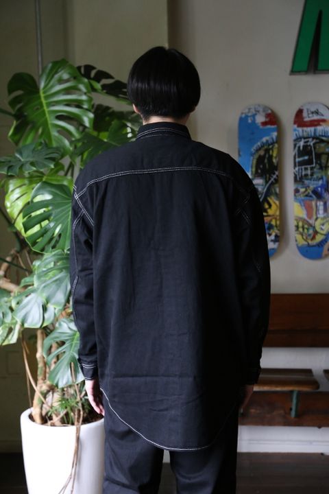 Graphpaper Denime Regular Collar Shirt (GM213-50077B) style.2021.8.22