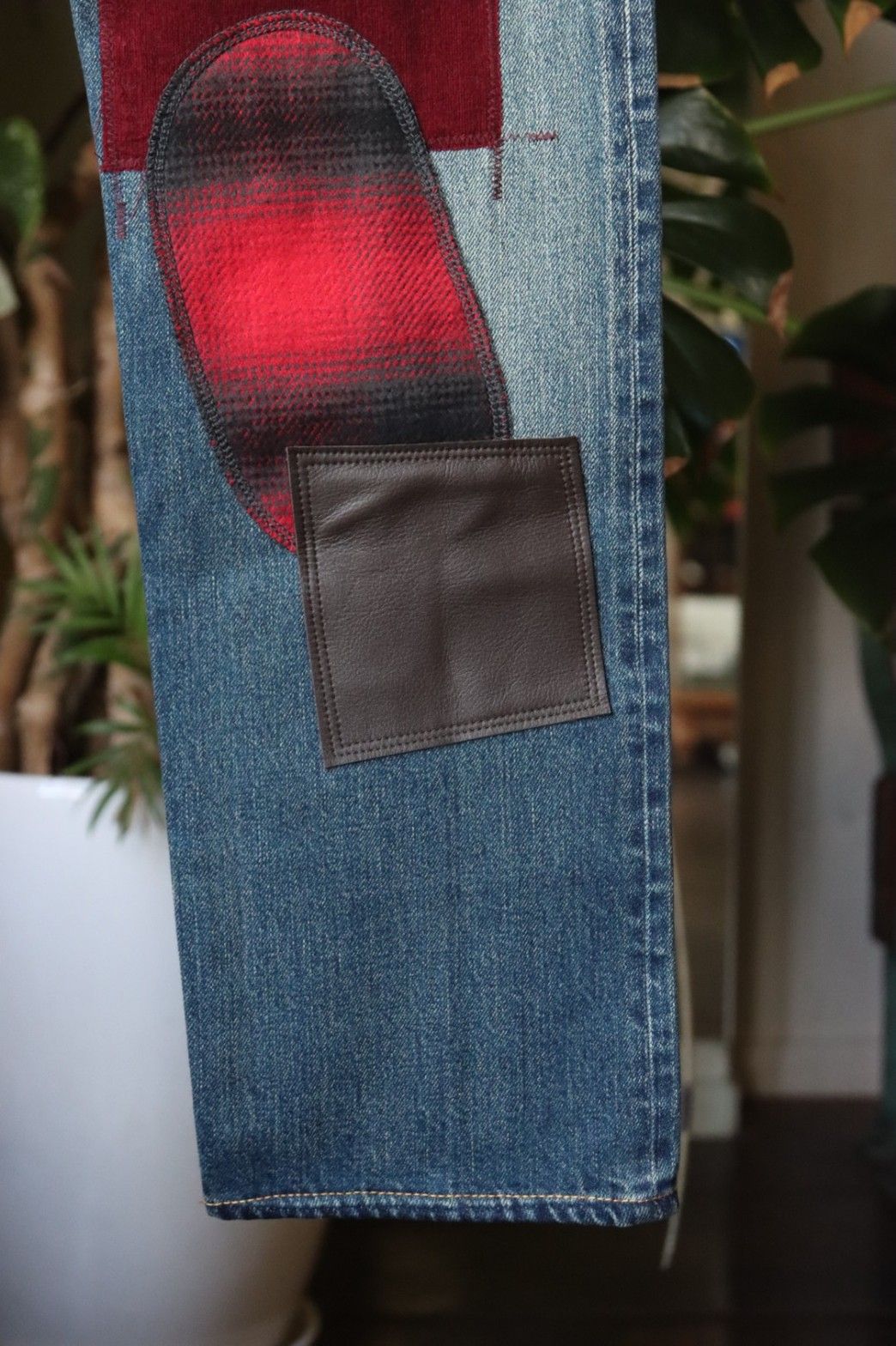 ジュンヤワタナベマン 22FW Levi'sコラボ 多素材パッチワークデニム(WJ-P201-051) INDIGO x MIX