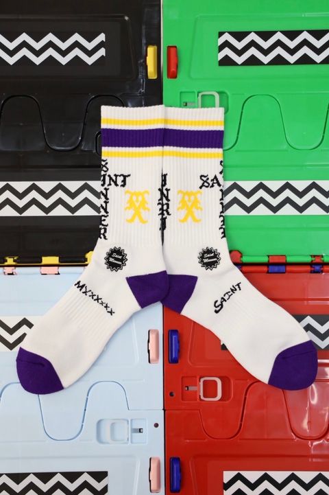 セントマイケル SINNER SOCKS (SM-HR1-0000-110)WHITE/PURPLE★10月11日(土)発売！