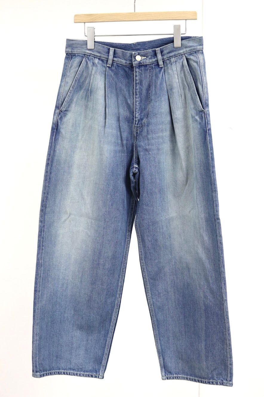 グラフペーパー Selvage Denim Two Tuck Pants(GU261-40061LB)INDIGO_LIGHT FADE