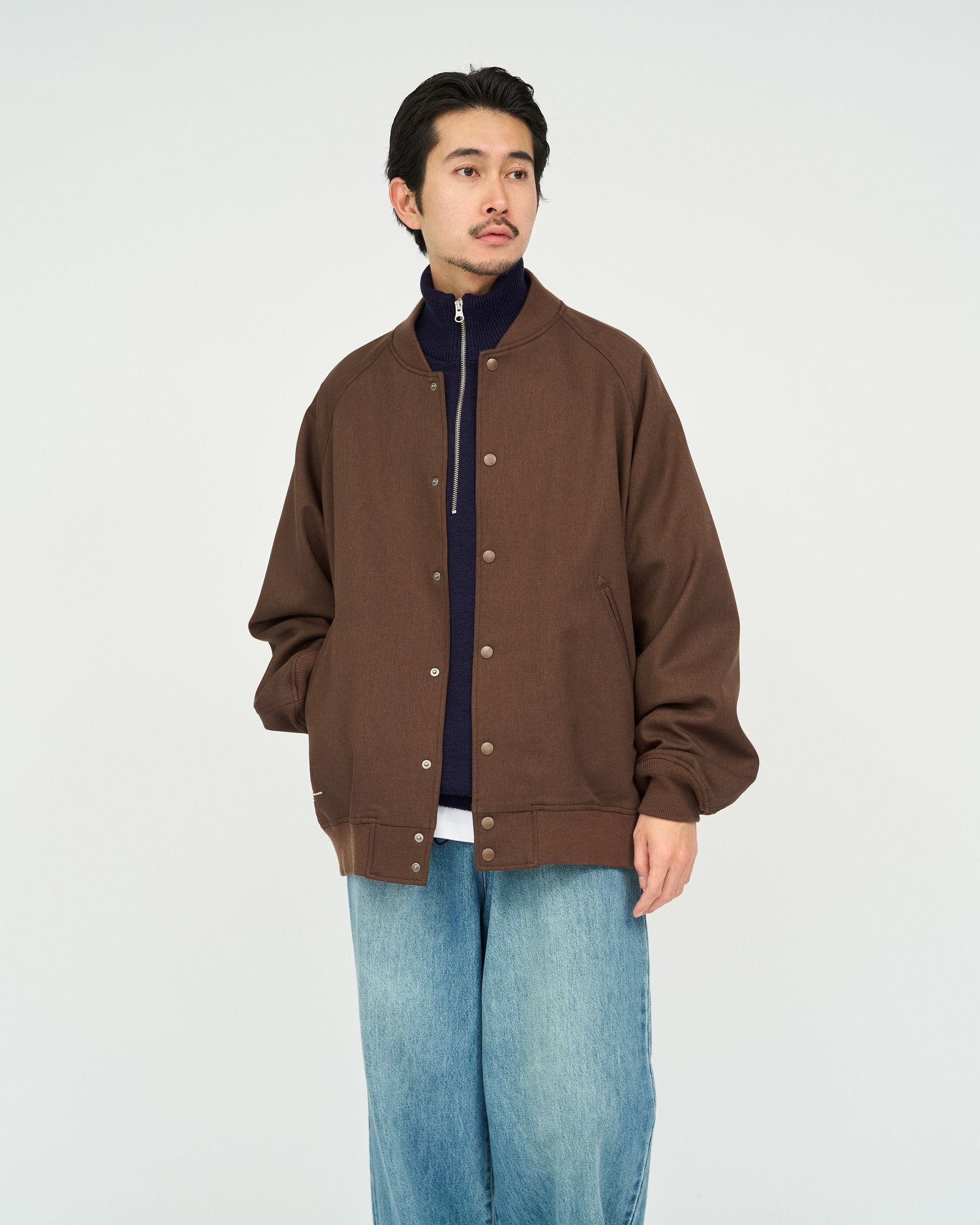 フレッシュサービス 26AW  DOWN FABRIC VARSITY JACKET(FSC263-30050)BROWN☆10月24日(土)新作発売！