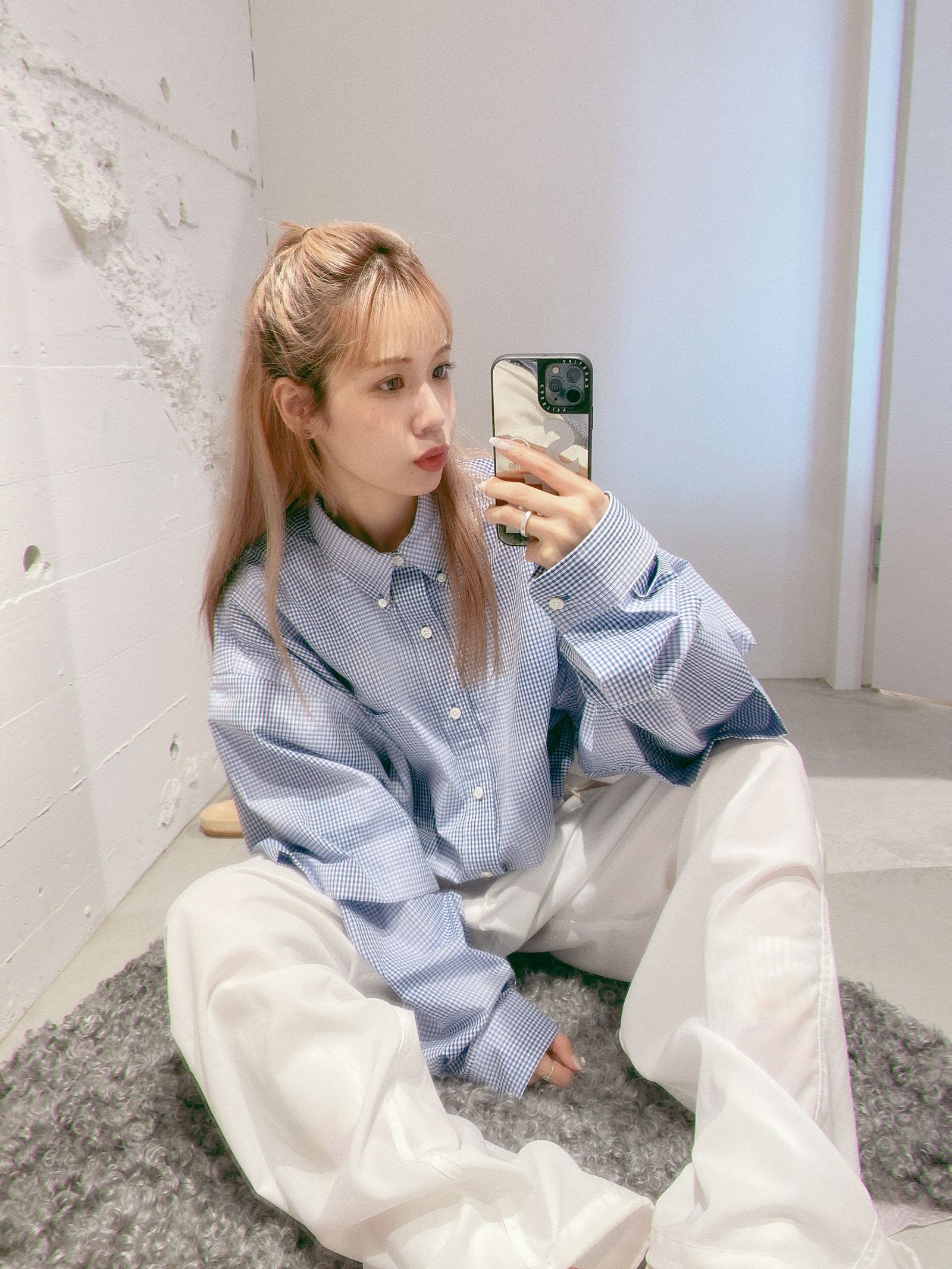 セダンオールパーパスSS24 Detachable Shadow Plaid BD Shirt (SD24S-SH04)Blue Plaid