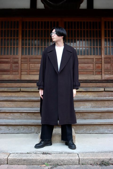 YOKE DOUBLE BREAST OVERCOAT"BLACK style"
